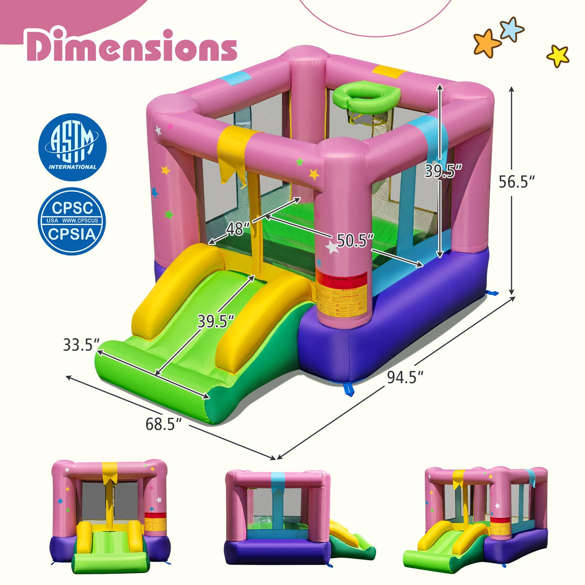 Bouncy Castle with Jumping Area and 520W Blower