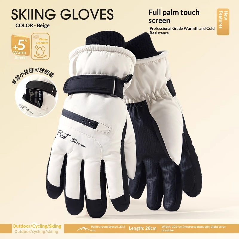 Womens Fleece-Lined Cold-Weather Five-Finger Cycling Gloves