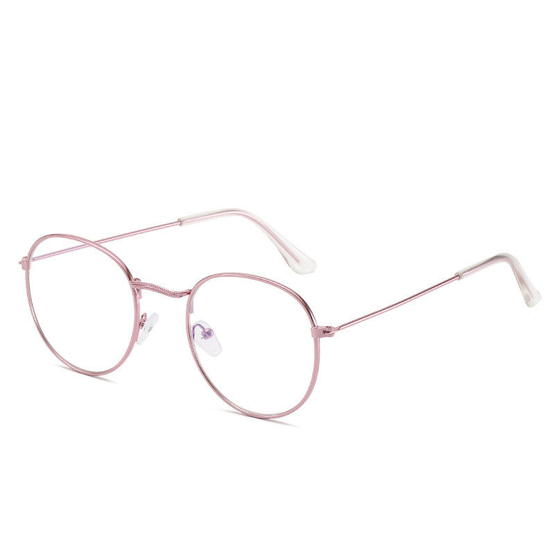 Metal Retro Patterned Glasses Frame Literary Harajuku Round Frame Mirror