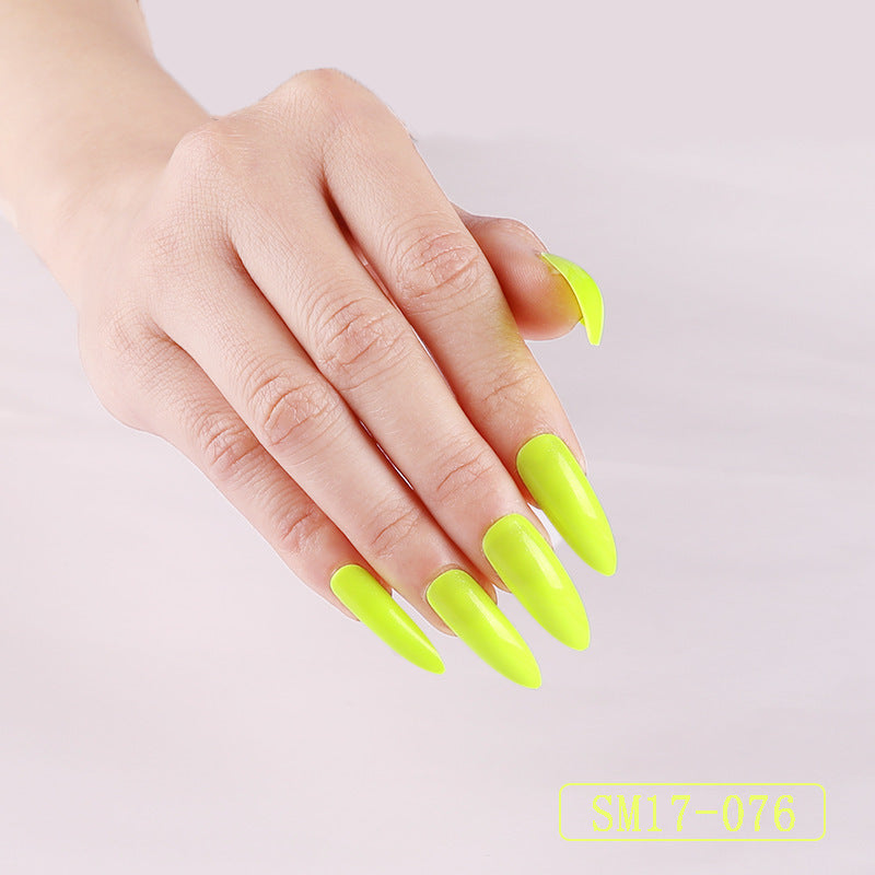 Long Pointed Solid Color False Almond Nails