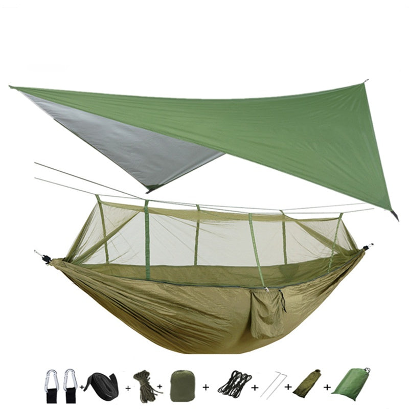 Portable Parachute Hammock with Mosquito Net - Army Green
