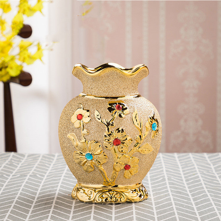 Ceramic Gold Vase European Home Decor