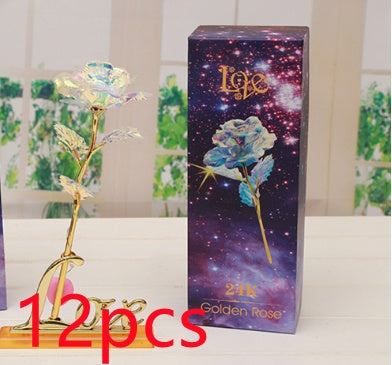 24K Luminous Color Gold Rose Flower Set My Store