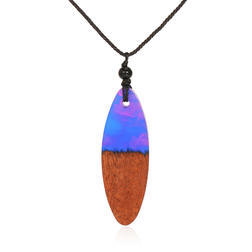 Resin & Wood Pendant Necklace