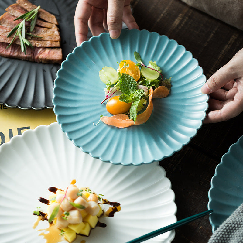 Creative Solid-color Ceramic Plate Round Steak Plate