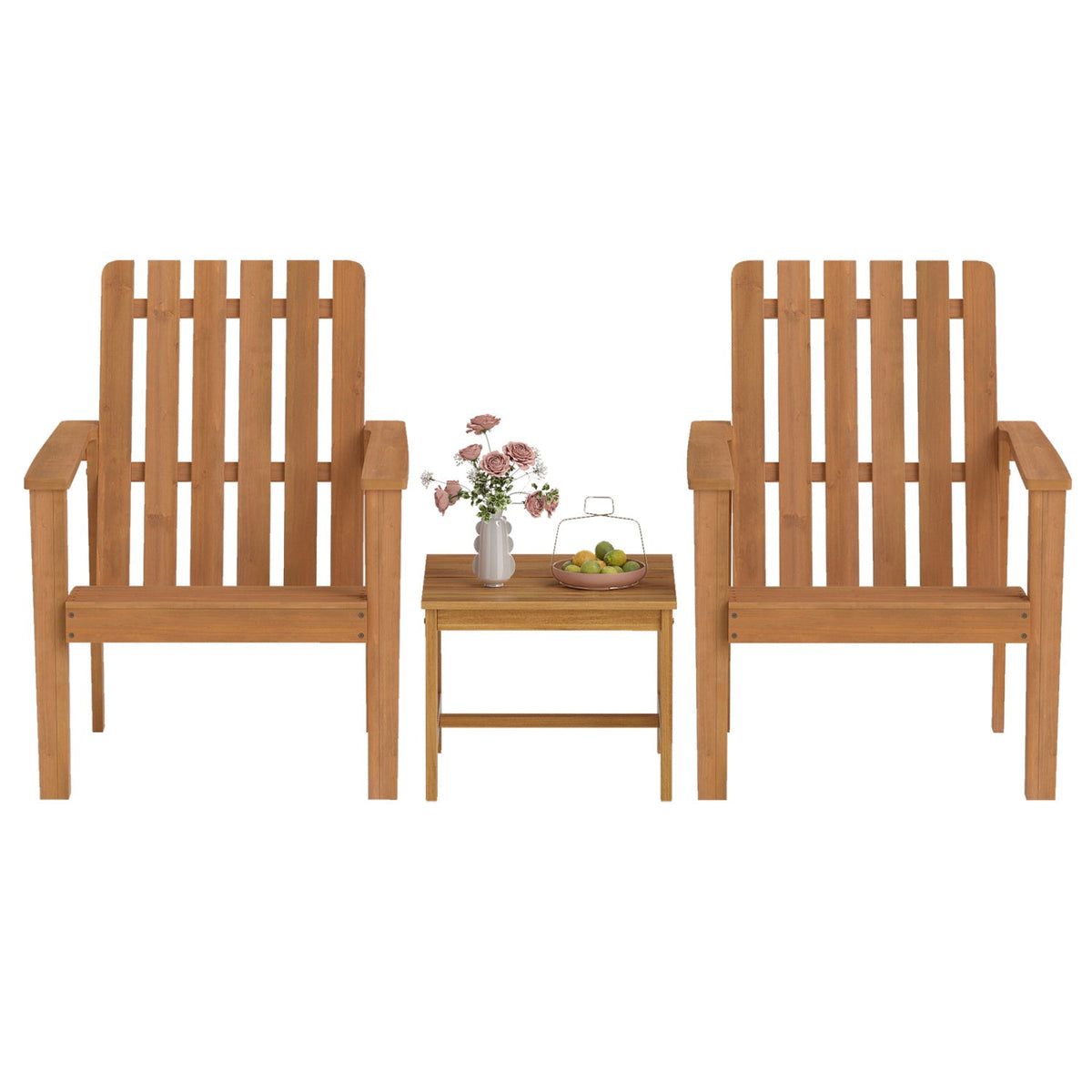 17" Square Acacia Wood Side Table with Slatted Top DirectDeals