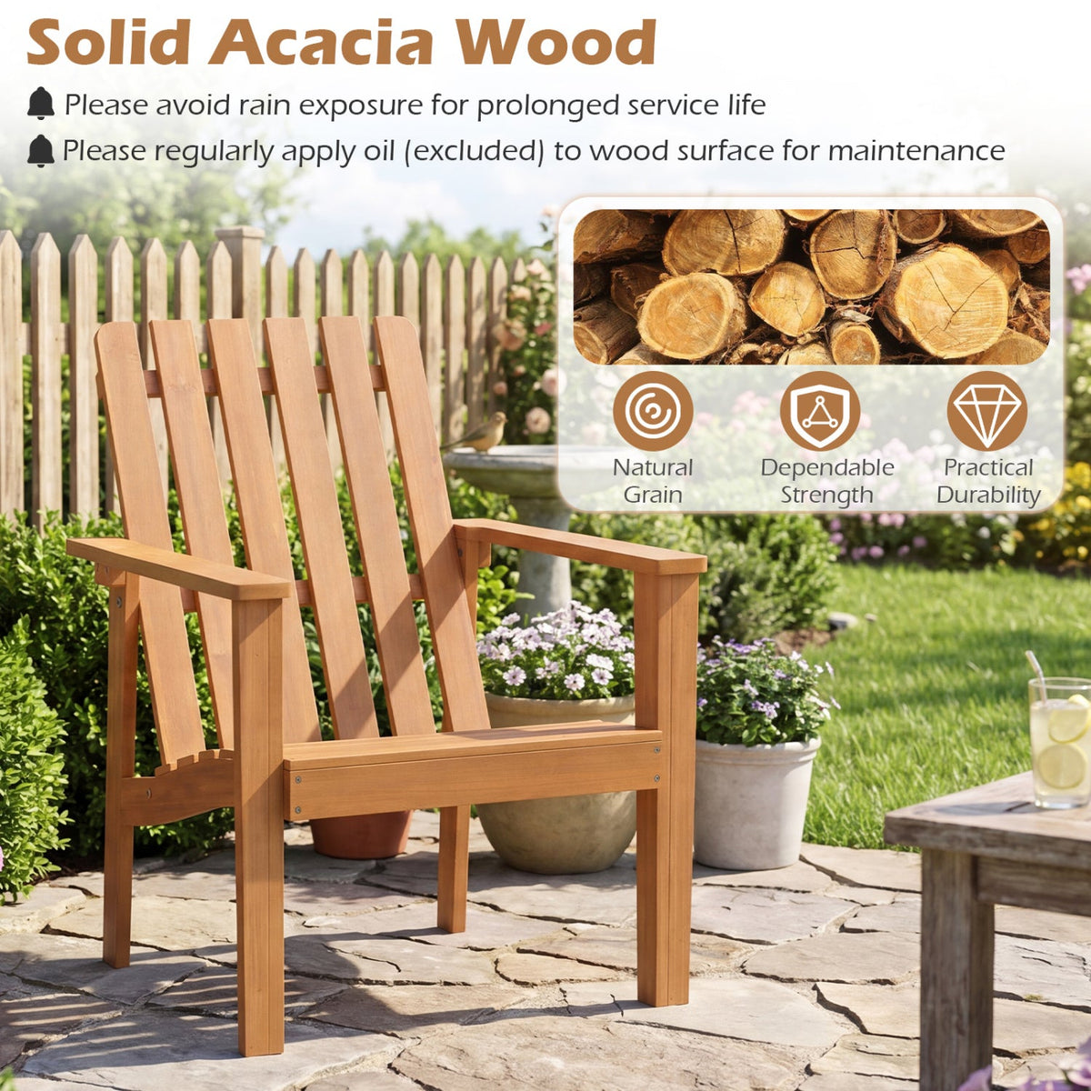 17" Square Acacia Wood Side Table with Slatted Top DirectDeals
