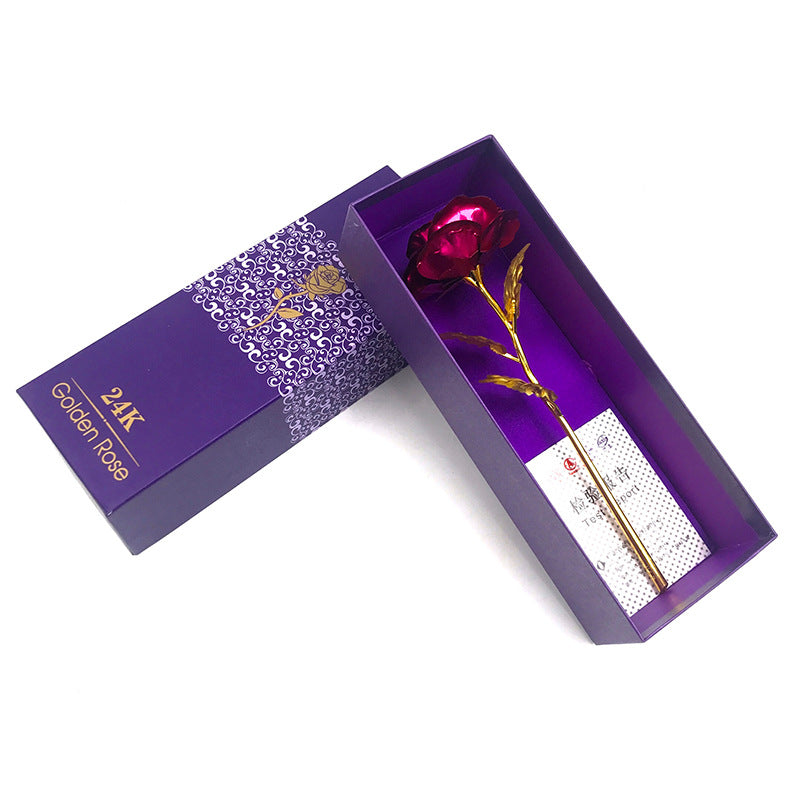 24K Luminous Color Gold Rose Flower Set My Store