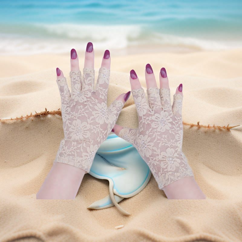 Half Finger Lace Sun Protection Gloves For Women Summer