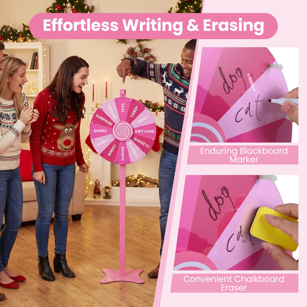 24 Inch Prize Wheel with Blackboard Marker and Eraser DirectDeals