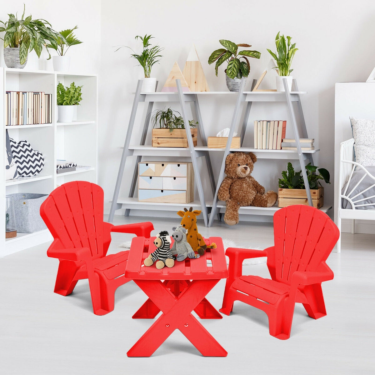 3-Piece Plastic Children Play Table Chair Set-Red GBruno Store