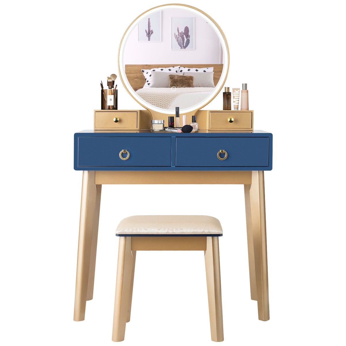 Makeup Vanity Table Set 3 Color Lighting Dressing Table