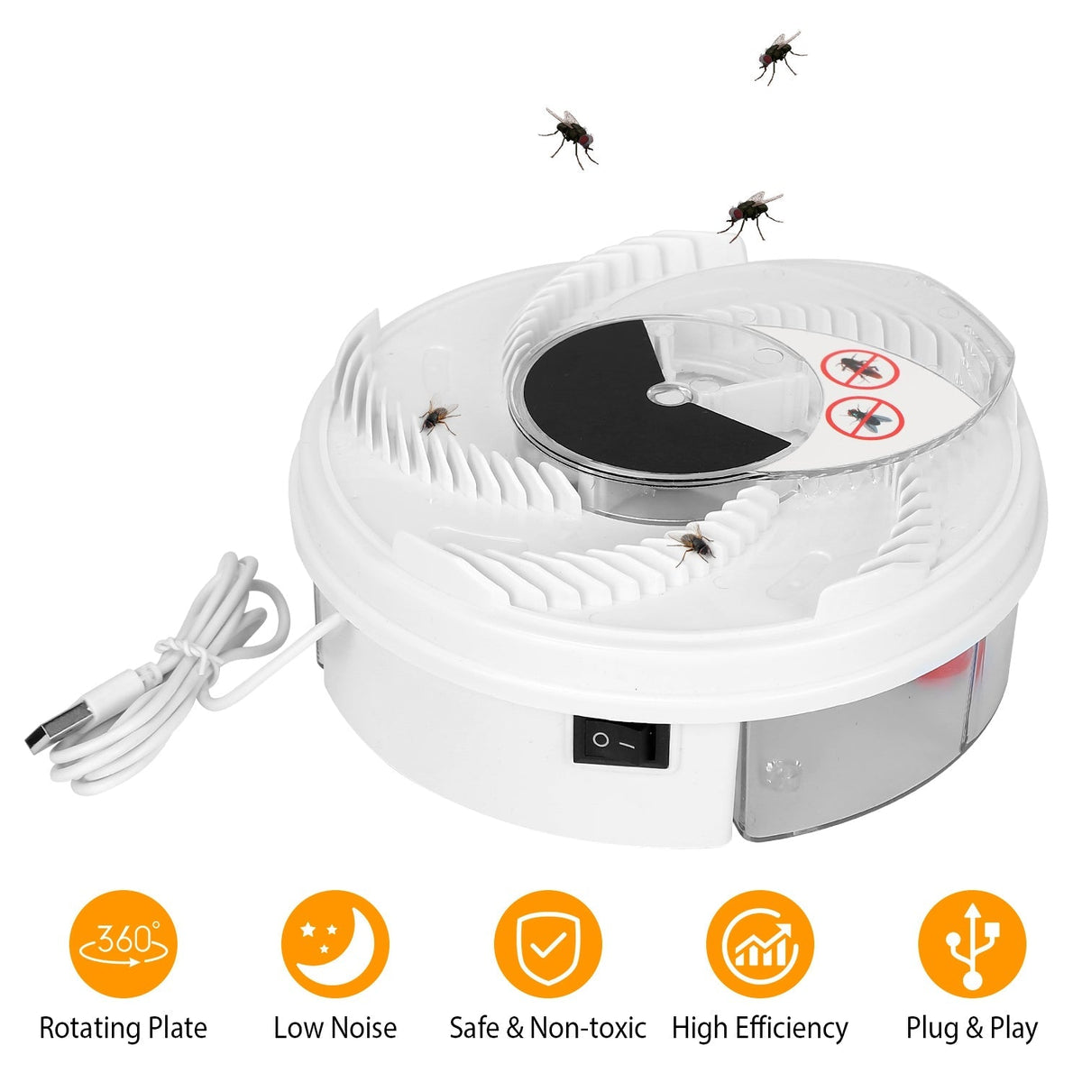 USB Powered Electric Fly Trap Automatic Flycatcher Rotating Fly Pest Repellent Tool For Home Kitchen Restaurant GBruno Store