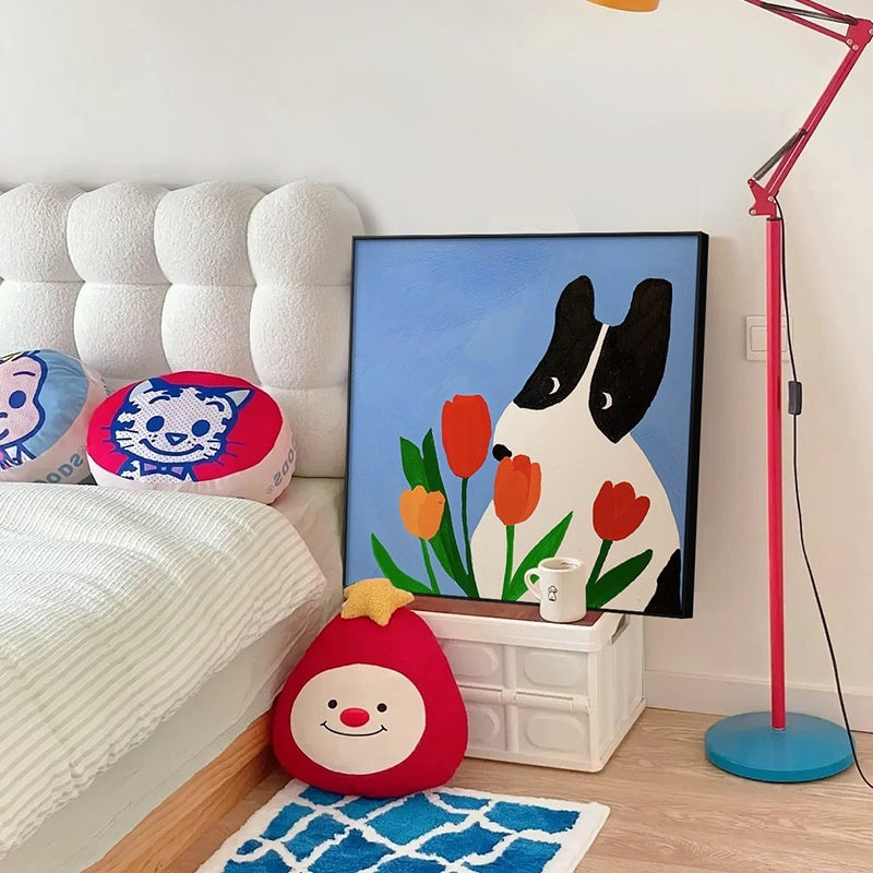 Cartoon Dog Red Square Restaurant Mural My Store