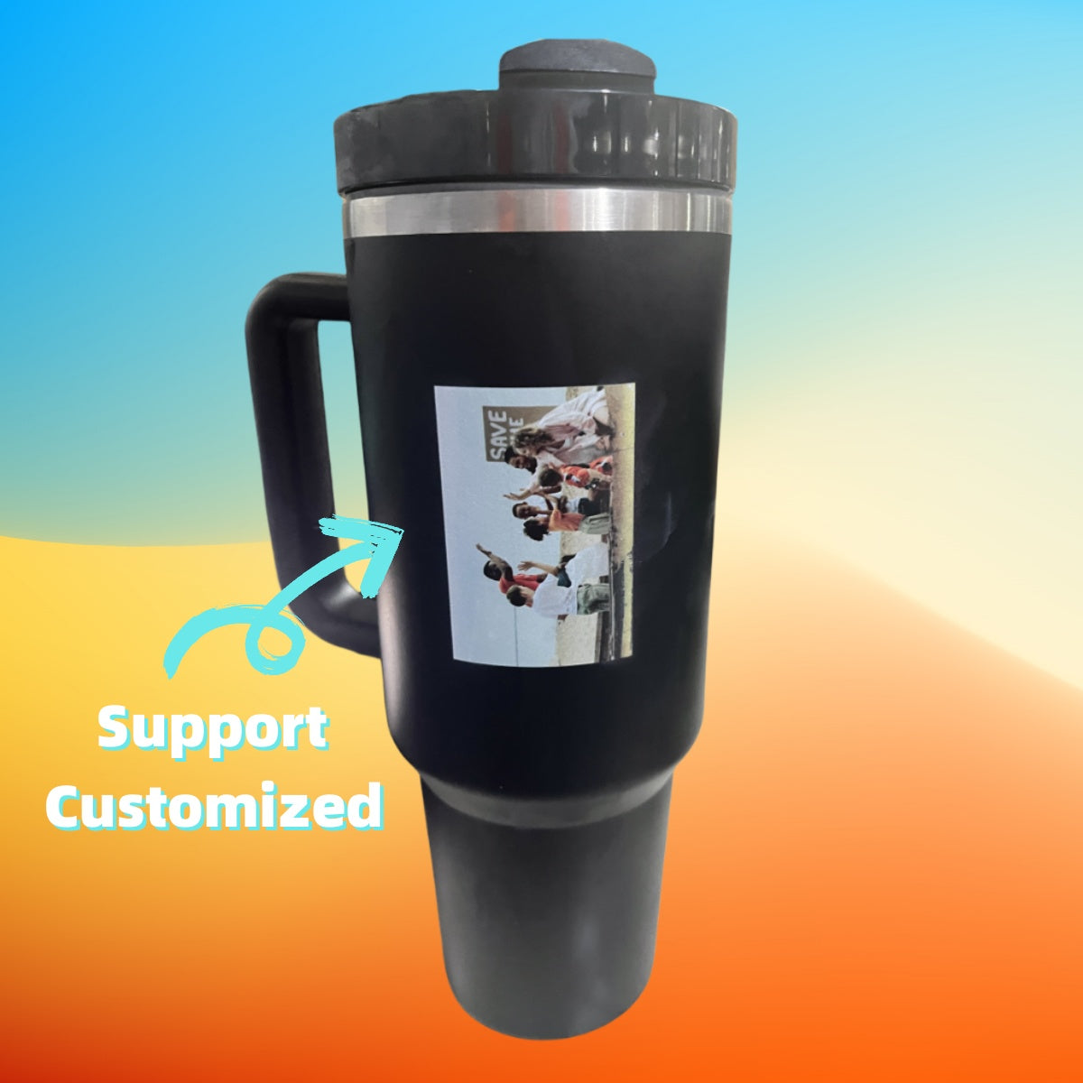 Personalized Stainless Steel Insulated Travel Mug with Handle