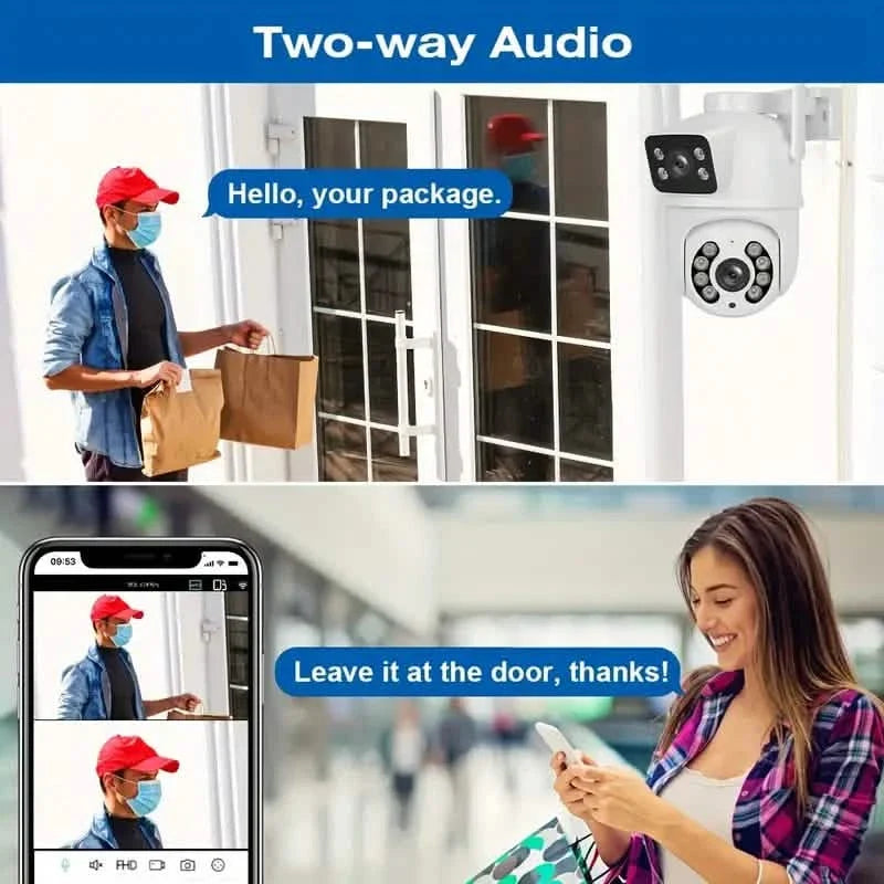 8MP Dual Lens WiFi PTZ Security Camera – Night Vision & Two-Way Audio