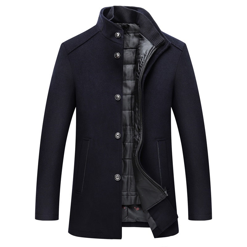 Casual Men's Wool Coat Men's Warm Stand Collar Wool Coat My Store