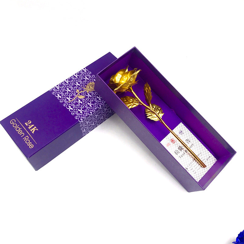 24K Luminous Color Gold Rose Flower Set My Store