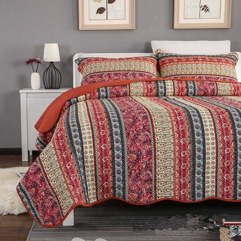 Three-piece Cotton Linen Wash Quilt Set