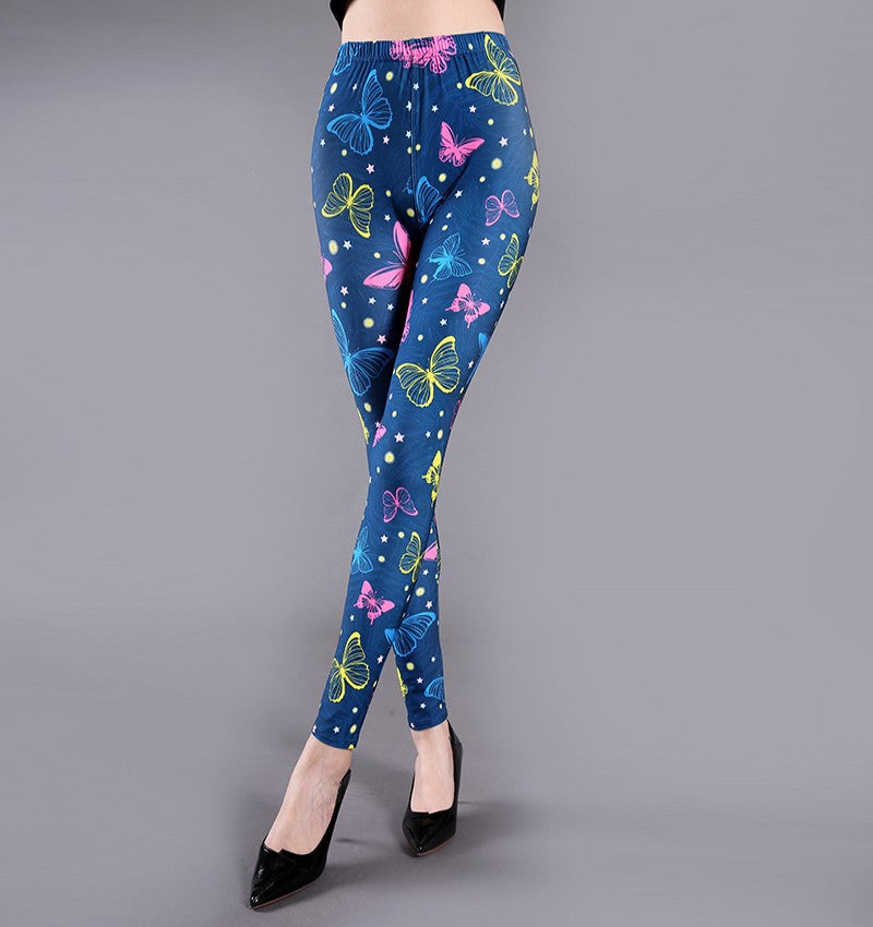 Spring and Summer Printed Milk Silk Leggings