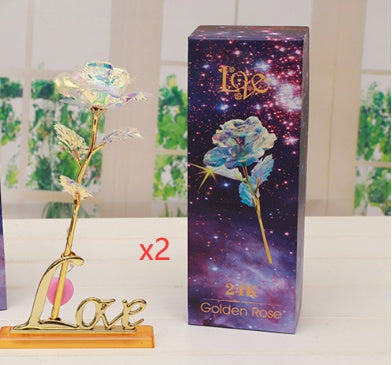 24K Luminous Color Gold Rose Flower Set My Store