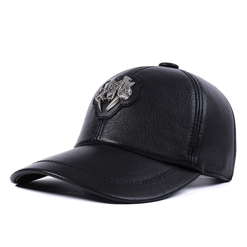 Genuine Leather Peaked Cap Goat Skin