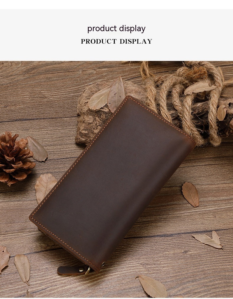 Men's Crazy Horse Leather Zipper Wallet