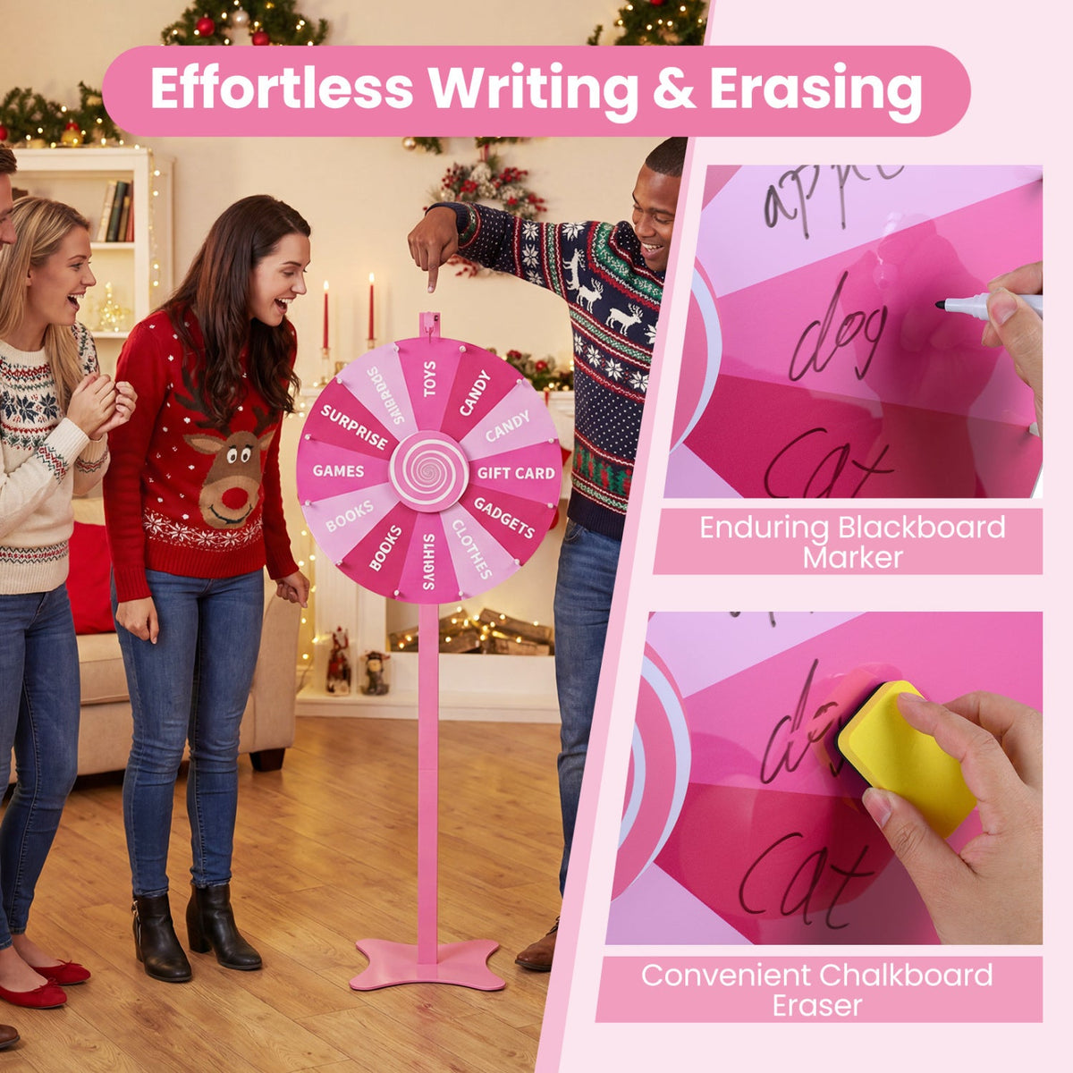 24 Inch Prize Wheel with Blackboard Marker and Eraser DirectDeals