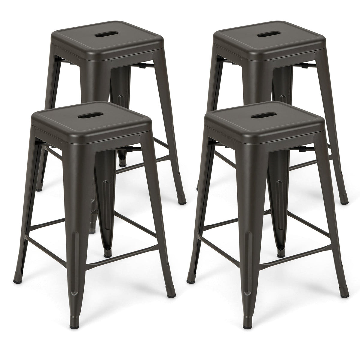24 Inch Set of 4 Tolix Style Counter Height Barstool Stackable Chair