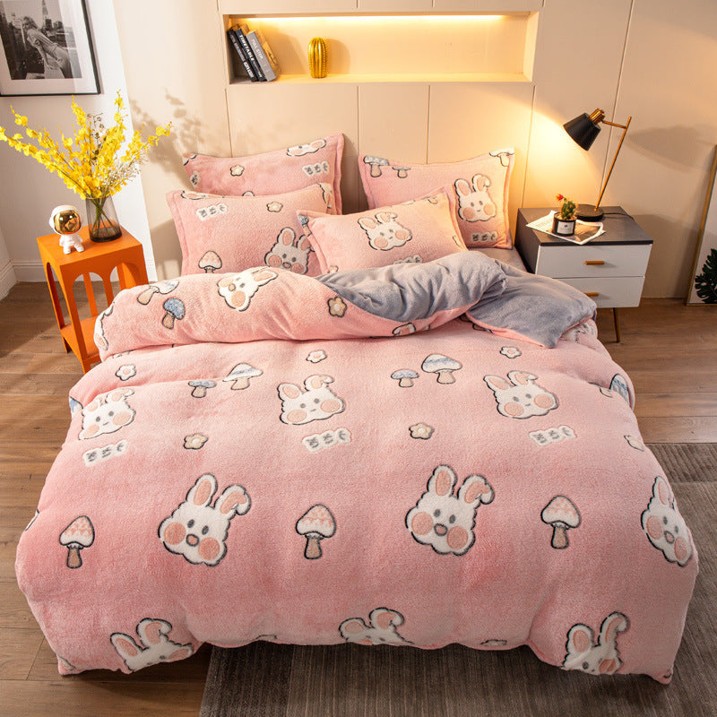 Four-piece Velvet Bedding Set Warm Milk Velvet