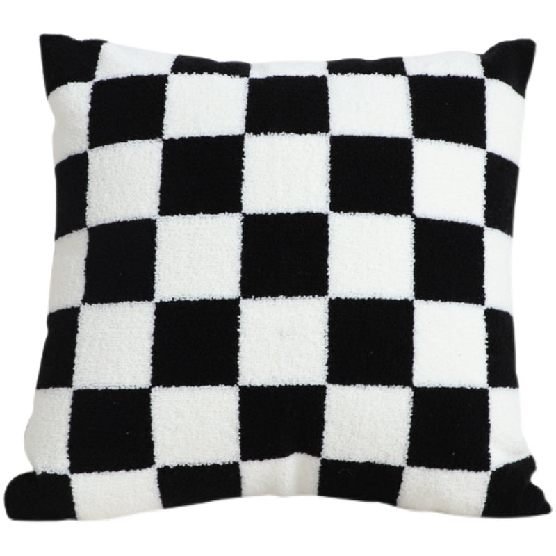 Black and White Checkerboard Pillow