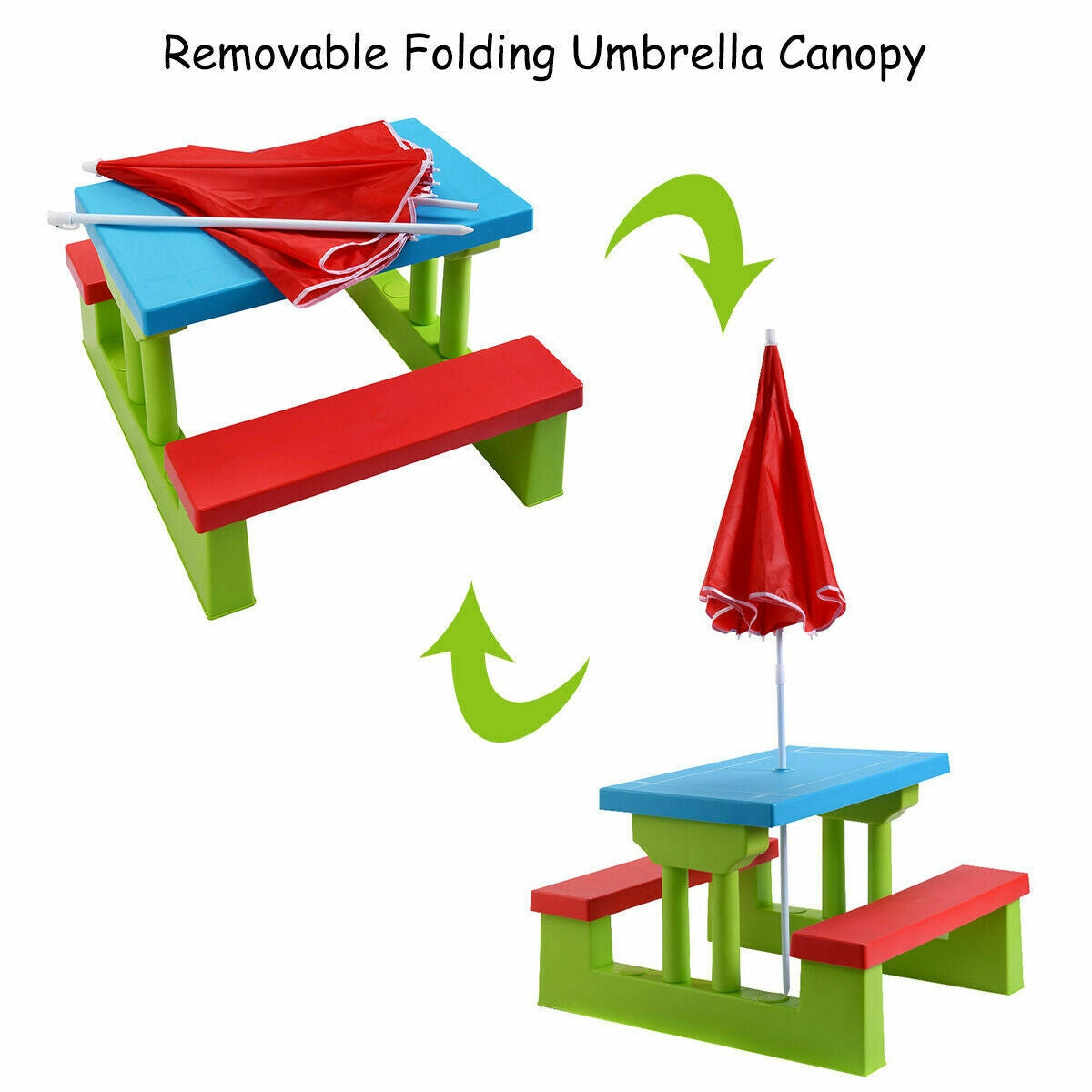 Kids Picnic Folding Table and Bench with Umbrella GBruno Store