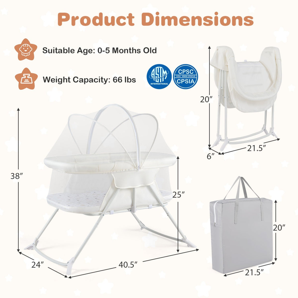2 in 1 Baby Bassinet with Rocking Motion Foldable Bedside Sleeper with Breathable Mesh GBruno Store