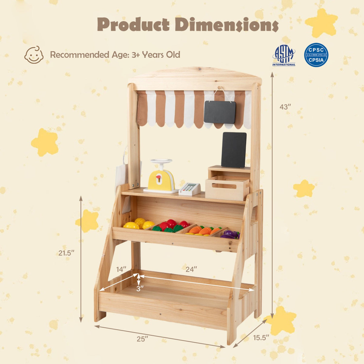 2-in-1 Wooden Mud Kitchen & Market Stand with Planter Box DirectDeals