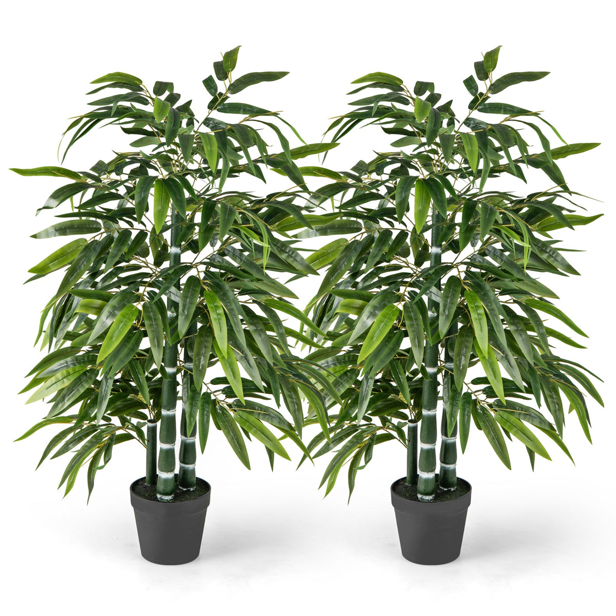 2 Pack Fake Bamboo Leave Tree with 3 PE Bamboo Trunk-Green DirectDeals