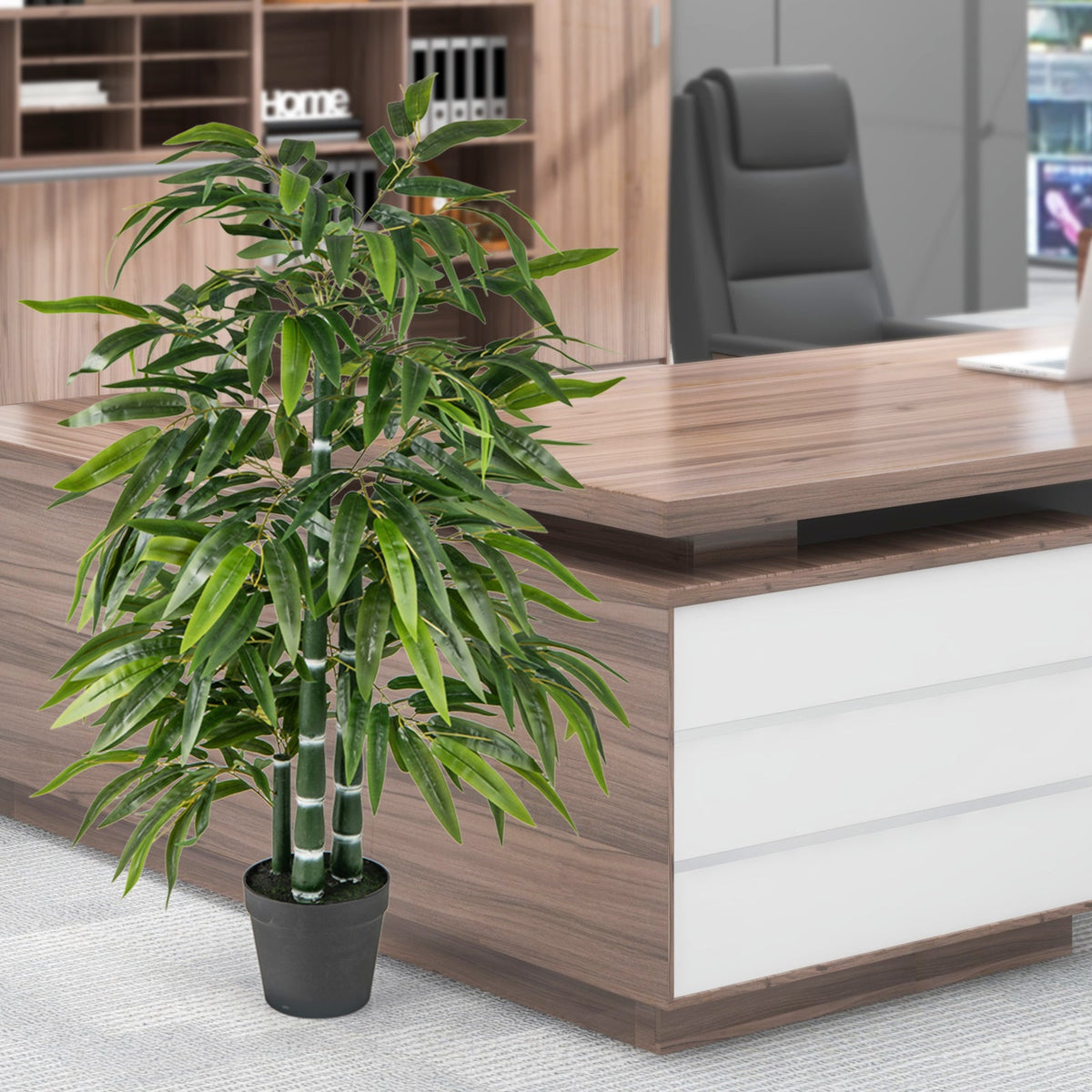 2 Pack Fake Bamboo Leave Tree with 3 PE Bamboo Trunk-Green DirectDeals