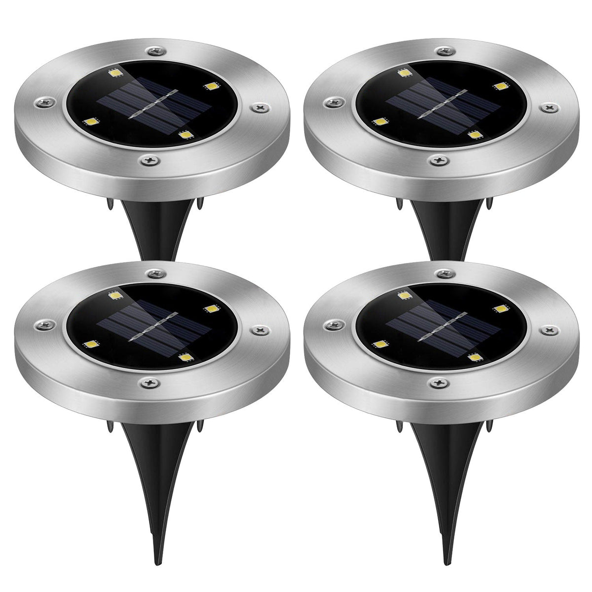 4pcs Solar Ground Light Waterproof Buried Light In-Ground Path Deck Lawn Patio Light 4LED GBruno Store