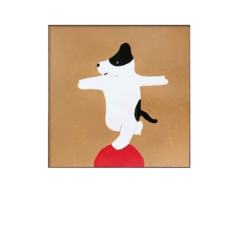 Cartoon Dog Red Square Restaurant Mural My Store