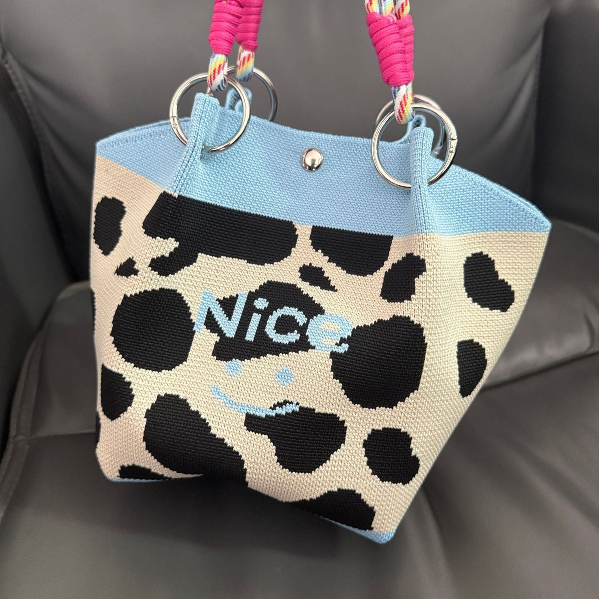 Knitted Tote Bag Commuter-friendly Handbag Simple Style