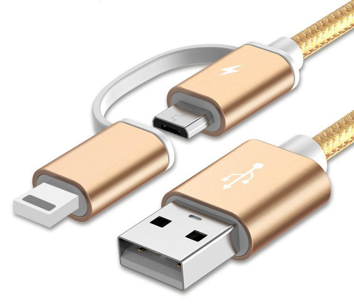100cm 2A Fast Charger Cable 2 In 1 USB Type C Micro USB