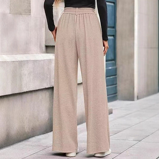 Solid Color Straight-leg Wide-leg Pants Women