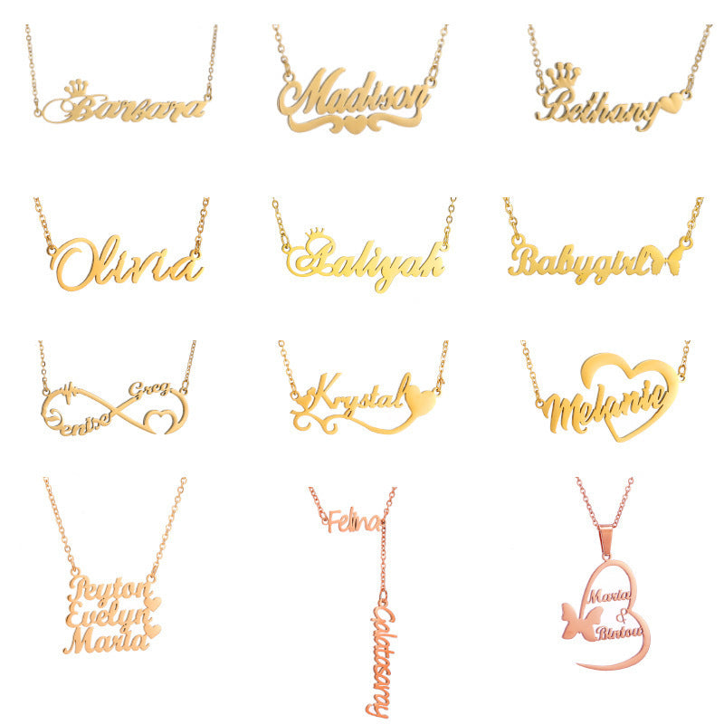 Stainless Steel Name Earrings Initials Buttons