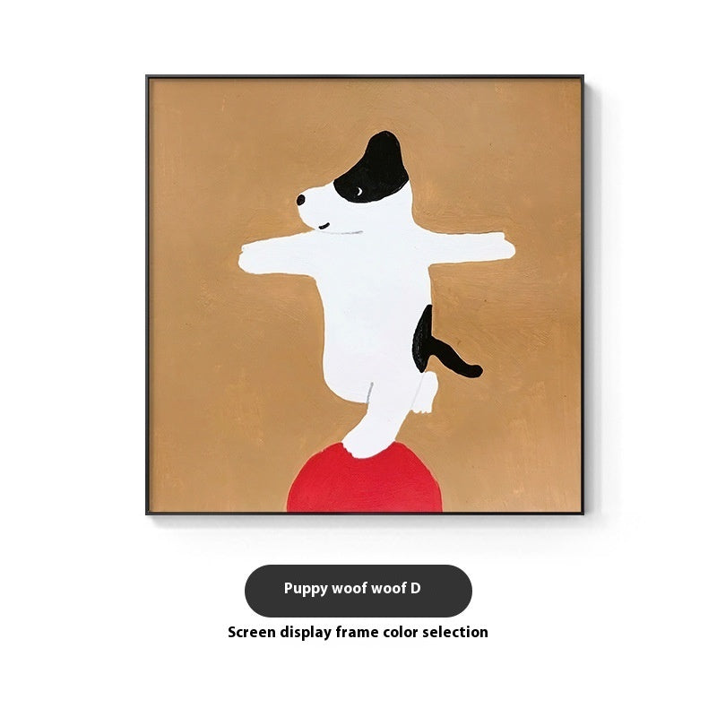 Cartoon Dog Red Square Restaurant Mural My Store