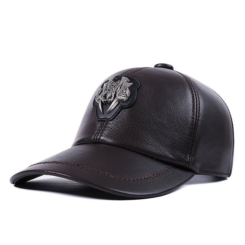Genuine Leather Peaked Cap Goat Skin