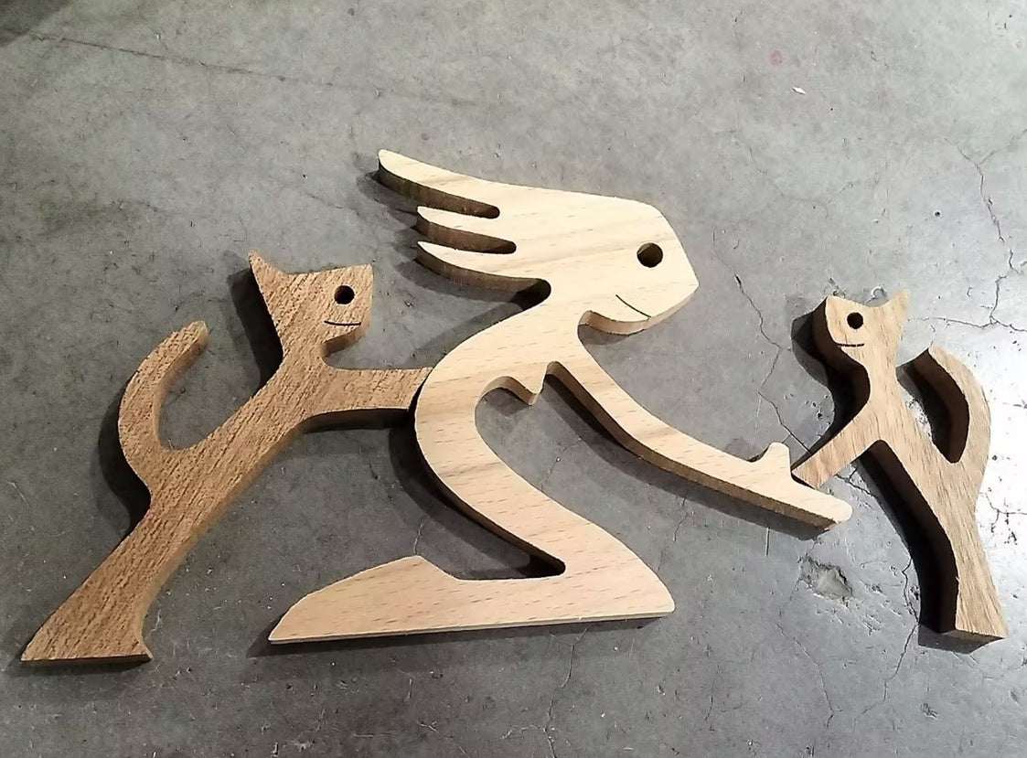 DIY Wooden Dog Figurine Sculpture Home Decor