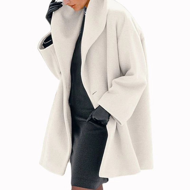 Women's Trendy Clothes Multi-color Round Neck Loose Sweater Woolen Coat Solid Casual Coat For Autumn And Winter My Store