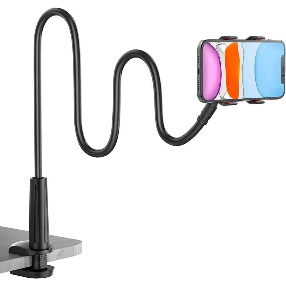 360° Rotating Universal Phone Stand with Flexible Spiral Base for Lazy Browsing