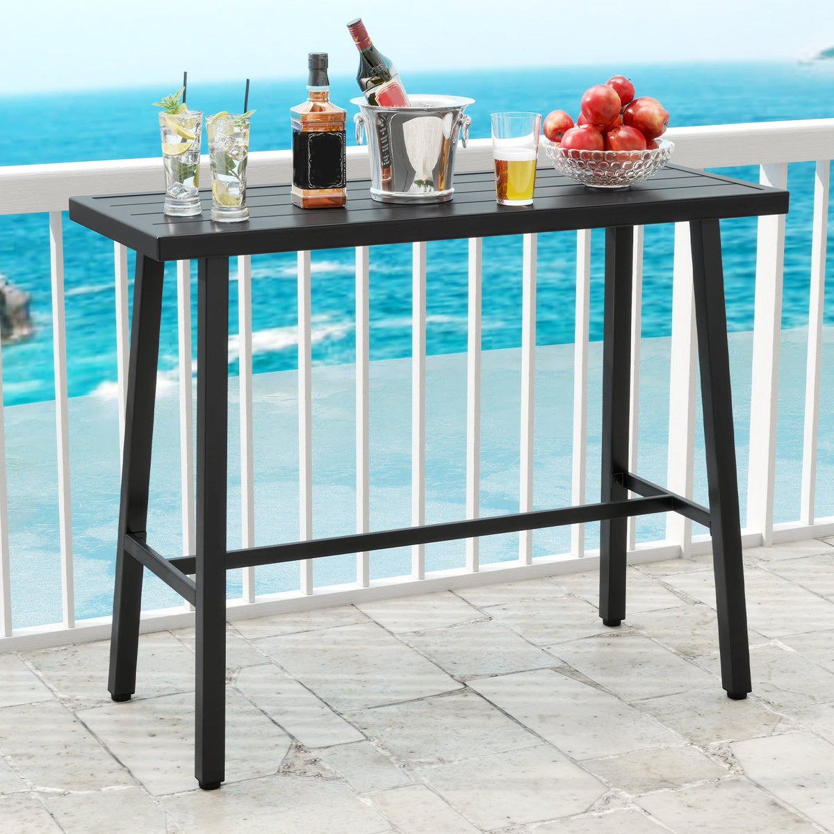 36 Inches Patio Counter Height Bar Table with Adjustable Foot Pads