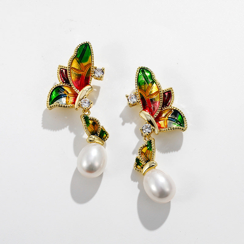 "Butterfly Design Freshwater Pearl Jewelry Set