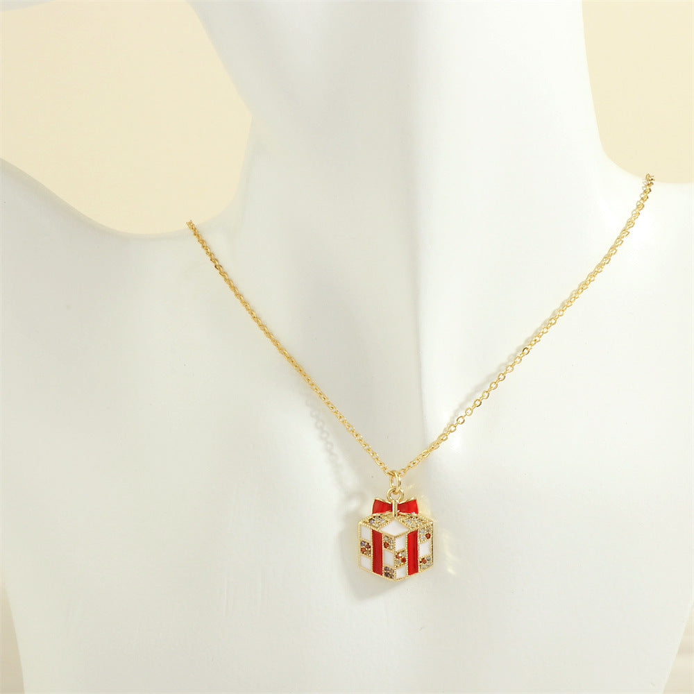 Christmas Necklace, Santa, Snowman, Rhinestones